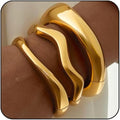 3Pcs Chunky Gold Bangles Bracelets for Women, Spring Hinged Big Stackable Bangles Set, Trendy Cuff Bracelet Stack Fashion Jewelry Gifts