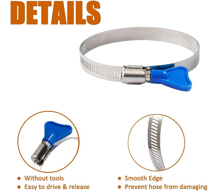 ISPINNER 2pcs 12 Inch Key-Type 304 Stainless Steel Worm Gear Hose Clamps - Image 4