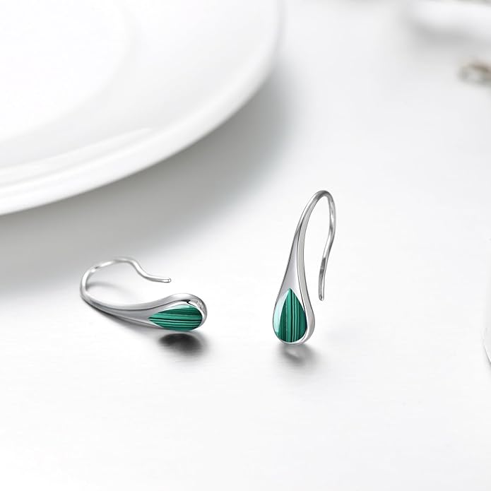 925 Sterling Silver Small Pear-Shaped Modern Style Hook Earrings with Crystals from Austria