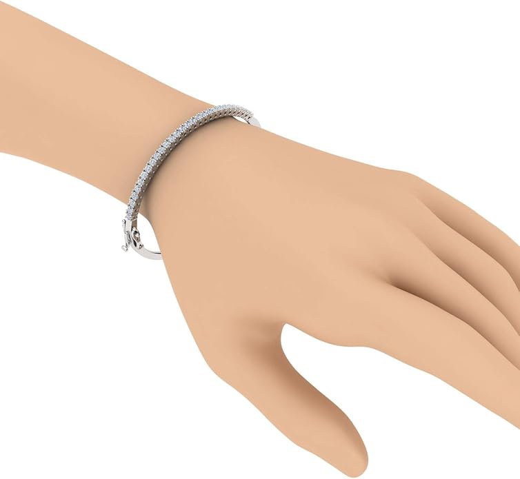 1.5 Carat Round Cut Prong Set Natural Diamond Womens Bangle Bracelet in 14K Gold (SI1-SI2 Clarity)