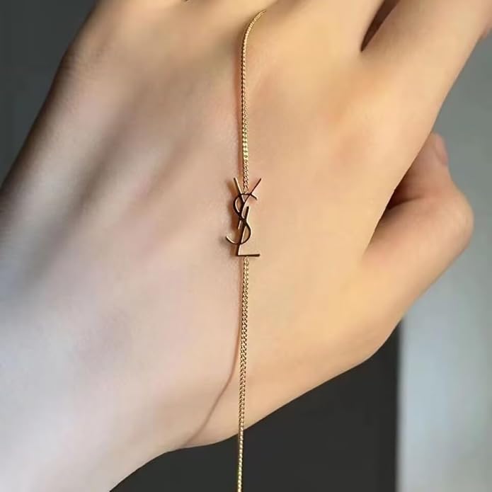 Initial Dainty 18K Gold Plated Chain Link Bracelet for Women, Minimalist Luxury Jewelry Gift