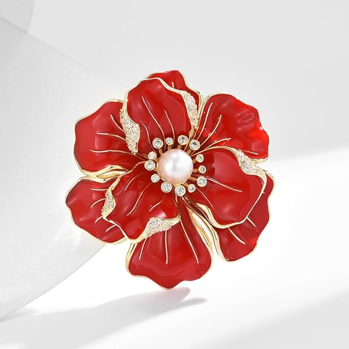 Red Rose Flower Brooches and Pins for Women Costume Jewelry Brooch Pins Broches Jewelry for Women Elegant Lady Pin