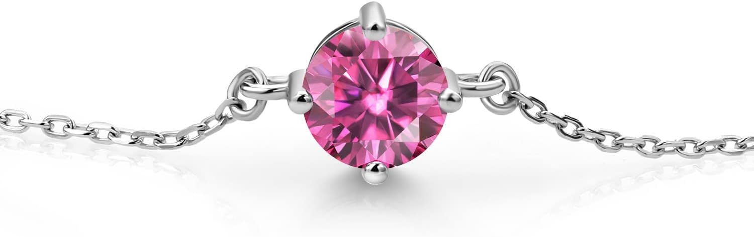 Gem Stone King Gemstone Birthstone Solitaire Bracelet For Women | 925 Sterling Silver | Round 6MM | Gift for Her Women Wife Mom Lady Daughter | Adjustable Bolo Bracelet | Easy-On Easy-Off