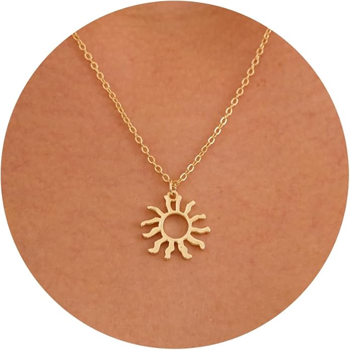 14K Gold Plated Dainty Pendant Butterfly Bead Boot Bee Baseball Flower Compass Airplane Heart Hummingbird Tree Necklace Simple Jewelry Gift for Women