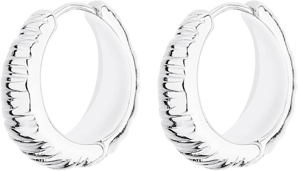 Wgoud Chunky Hoop Earrings Set 14K Gold Plated Hoop Earrings for Women Hypoallergenic, Thick Twisted Huggie Hoops Earring Set