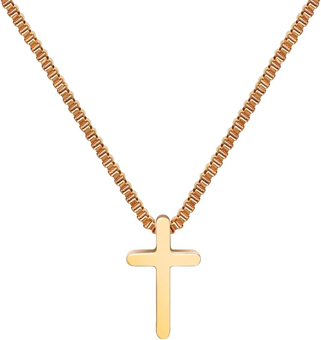 Crown Cross Necklace for Women, 14K Gold Silver Cubic Zirconia Crown Cross Necklace, Diamond Gold Silver Cross Necklaces, Dainty Cross Faith Simple Trendy Charm Jewelry Gift for Women