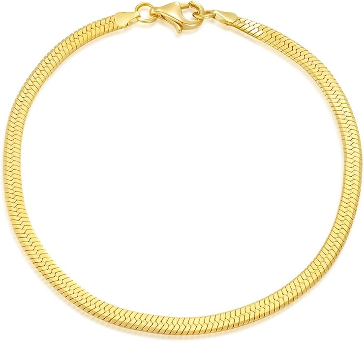 14K Yellow Gold 6-13 Inch 1.2mm-3.2mm Chain Bracelet Anklet for Women, Cuban Link Curb/Rope/Paper Clip/Round Snake/Herringbone/Bead/Water Wave, Thin Gold Chain Bracelet Durable Strong Real 14k Gold Chain Bracelet Anklet