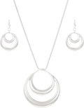 Madison Tyler Gold Plated Jewelry Set for Women | Silver Teardrop Pendant Necklace Trendy | Long Necklace with Snake Chain | Fashion Dangle Earring Set