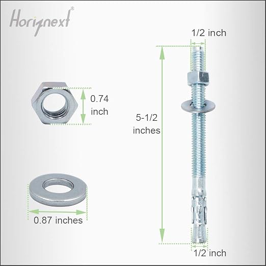 1/2 Concrete Anchors, 1/2 Wedge Anchors Bolts, 5-1/2" L, equipment bases - Image 2