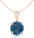 Angara Natural Blue Topaz Solitaire Pendant for Women | Classic Prong-Set Round Blue Topaz Pendant in 14K Solid Gold/Silver/Platinum With 18" Chain | December Birthday, Gemstone Jewelry Gift