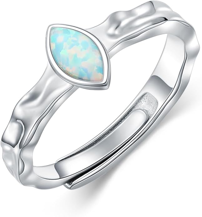 Sterling Silver Blue Butterfly Opal Rings for Women,Butterfly Open Ring Butterfly Ring Butterfly Adjustable Ring Opal Ring Jewelry Gift for Hers Ring Adjustable Size 6-9-1
