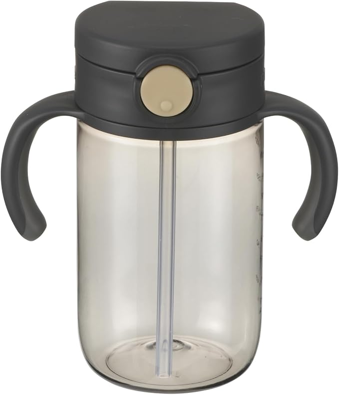 Richell On-the-Go Sippy Cup with Silicone Straw and Removable Handles, 10 oz, Easy Grip for Infant-Toddlers Truffle