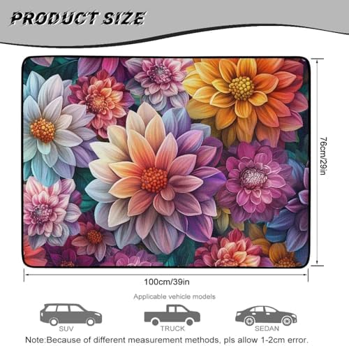 ELEQIN Car Cargo Liner, All Weather Heavy Duty Trunk Liner, Dahlia Flower - Image 7