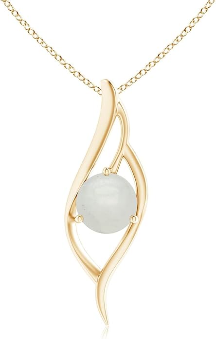 Angara Natural Moonstone Pendant for Women | Moonstone Angel Wing Bypass Pendant in 14K Solid Gold/Platinum With 18" Chain | Birthday, Anniversary, Gemstone Jewelry Gift