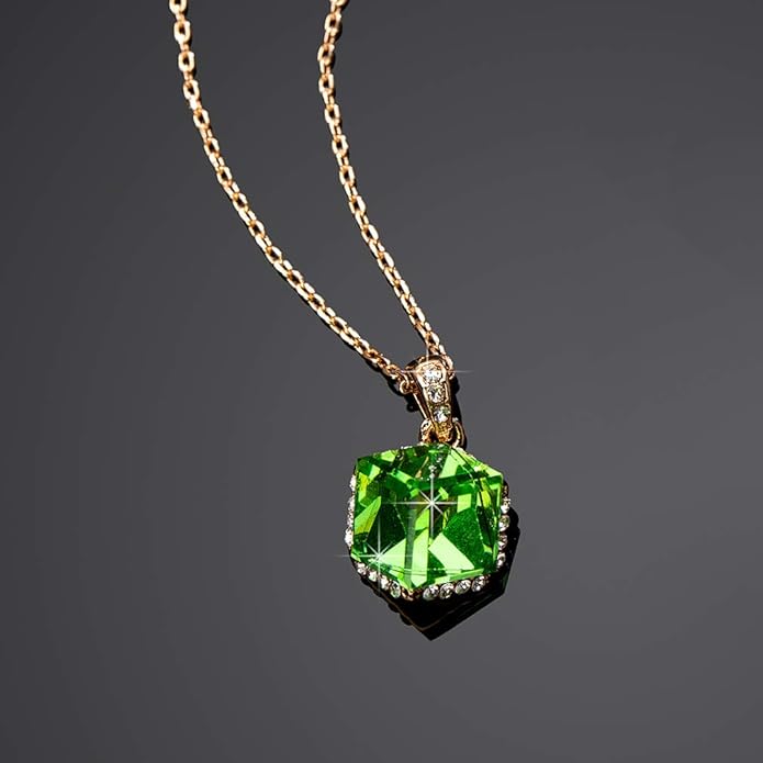 EVEVIC Color Changing Cubic Austrian Crystal Pendant Necklaces for Women 14K Gold Plated Hypoallergenic Jewelry