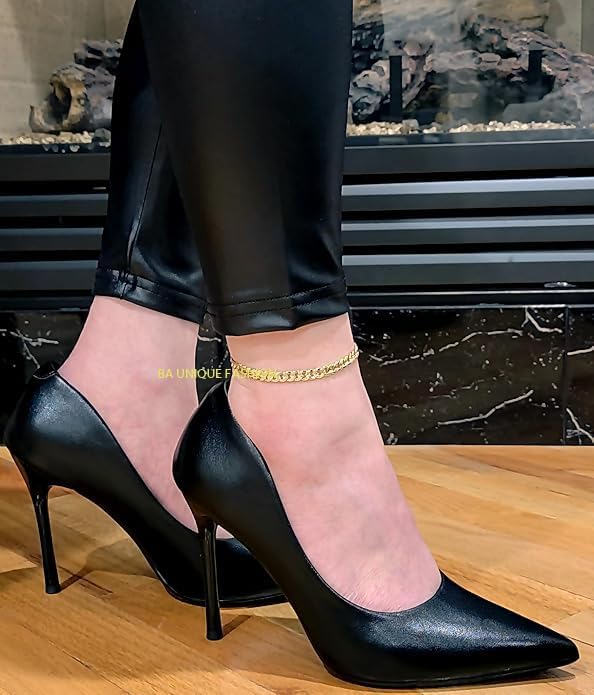 Gold Electroplated Anklet for Women, 9-12 Inch Sizes, Figaro, Cuban, Mariner, Herringbone Design - Made in Korea