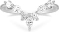 Mameloly Wedding Bands for Women Marquise & Round Shaped Stackable Cubic Zirconia CZ V Shape Curved Engagement Rings for Her Size 3-12