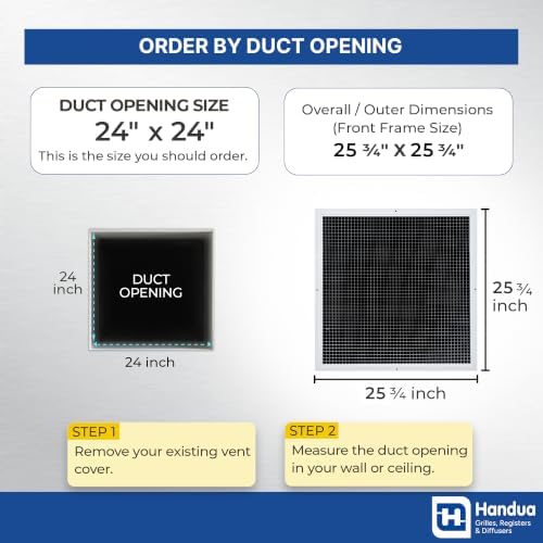 Fits 24x24 Duct Opening | Aluminum Eggcrate Return Air Grille | Low Noise & - Image 2