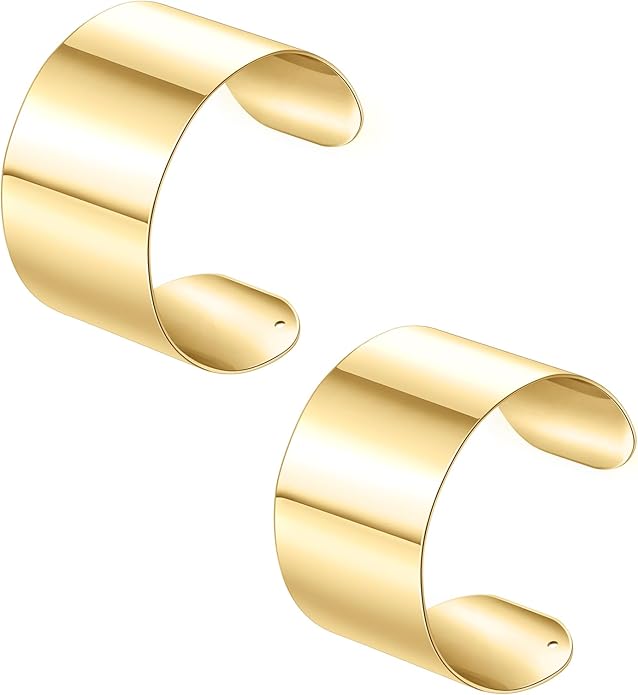 FIRAZIO 2-8 Pcs Cuff Bangle Bracelet for Women Open Wide Wire Bracelets Golden Wrist Cuff Wrap Bracelet Adjustable