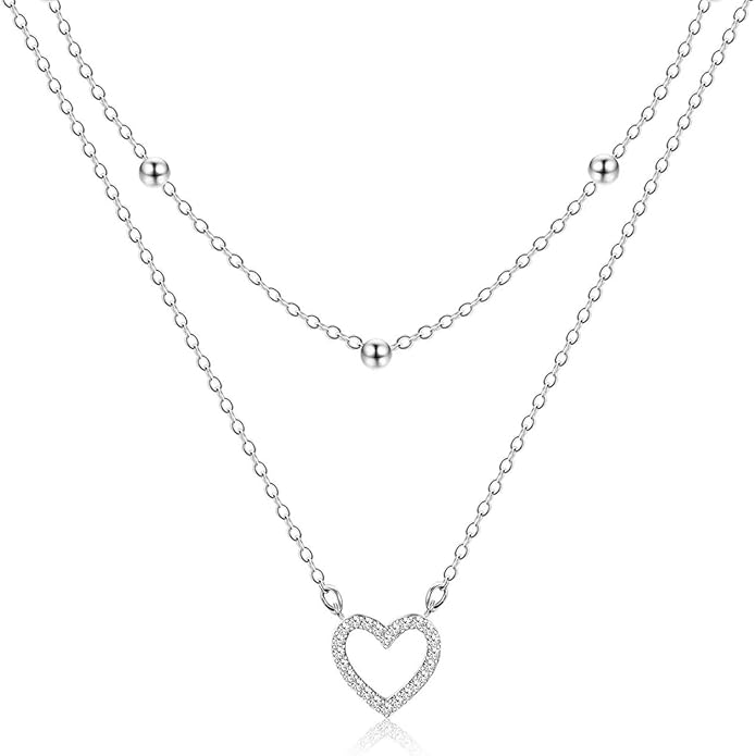 Layered Gold Necklaces for Women, Stackable 14K Gold Plated Necklace, Dainty Cross/Circle/Heart Pendant layered Necklace, Adjustable Dainty Gold/Silver Necklace Jewelry Set for Women