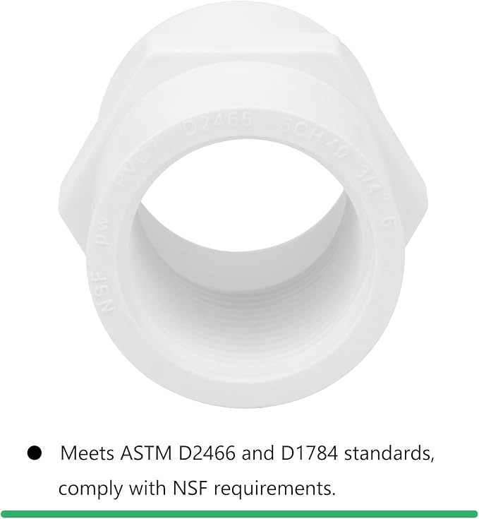 10Pack 3/4 Inch PVC Female Thread Adapter Pipe Fittings Furniture Grade SCH40 - Image 5