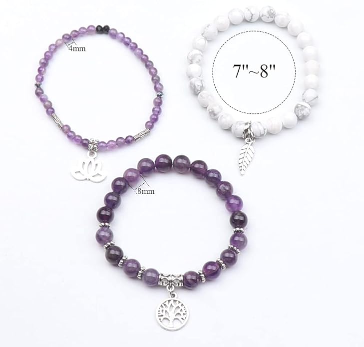 UEUC Tree of Life Yoga Healing Stone Bracelets,Multilayer Lotus Chakra Stone Reiki Bracelet Sets,Anxiety Crystal Natural Stone,for Women Stress Relief