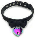 Destiny Love Bell Padlock Choker Collar Necklace Lolita Bow Collar Cat Kitty Velvet Necklace with Heart Lock and Key with Box for Women and Men