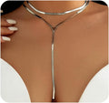 GIGB PBDK Chunky Gold Choker Necklace for Women,Trendy Silver Statement Necklace Long Snake Chain Drop Necklace,Charm Prom Body Jewelry Accessories Gifts