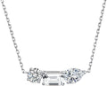 S.Leaf Cluster Diamond Necklace for Women 925 Sterling Silver Cubic Zirconia Emerald Drop Round-cut Pendant Choker Necklaces for Women Birthday Gifts