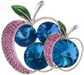 Fruit Brooch Austrian Crystal Rhinestone Brooch 18K Gold Plated Birthstone Lapel Pin Jewelry Birthday Gifts for Women Men