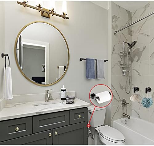 5 Pieces Matte Black Bathroom Hardware Accessories Set Hand Towel Ring 16 inch - Image 2
