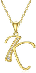 14k Gold Initial Necklace for Women, Solid Gold Moissanite Letter Pendant Necklaces Jewelry for Her Birthday Valentines Day Gifts for Mom Wife Christmas Gifts for Girlfriend Sister