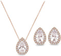 UDYLGOON Imitation Cubic Zironia Diamond Teardrop Earrings Necklace Bracelet Jewelry Set For Bride Bridesmaids Bridal Wedding Party Prom Jewelry Gift