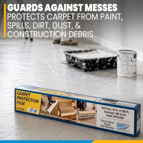 ZIP-UP 24" x 200' Carpet Protection Film, Self Adhesive, Easy Installation - Image 2