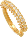 ANYGOLDS 14k Solid Gold Cubic Zirconia Wide Bold Thick Ear Cuff Ring - No Piercing Wrap Cartilage Conch Helix Gold Ear Cuff - Ring Wrap Jewelry for Women - Perfect Minimalist Design – Sold as a Single