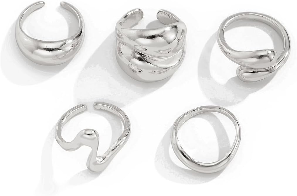 Sora Tuki Rings for Women Chunky Rings Set Adjustable Stackable Ring for Women Bold Thick Statement Ring Trendy Chunky Jewelry