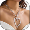Chunky Gold Heart Necklace for Women,Y2K Big Heart Statement Necklace Long Puffy Hearts Chain Charm Necklaces Trendy Jewerly