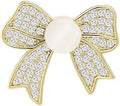 Pearl Flower Brooch for Women - Gold Plated Pearl Flower Pin Rhinestone Buttons Lapel Pin Jewelry - Valentine's Day Gift
