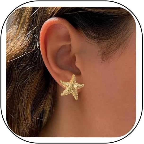 Starfish Earrings for Women Gold Sea Shell Earrings Summer Beach Vacation Outfits for Women