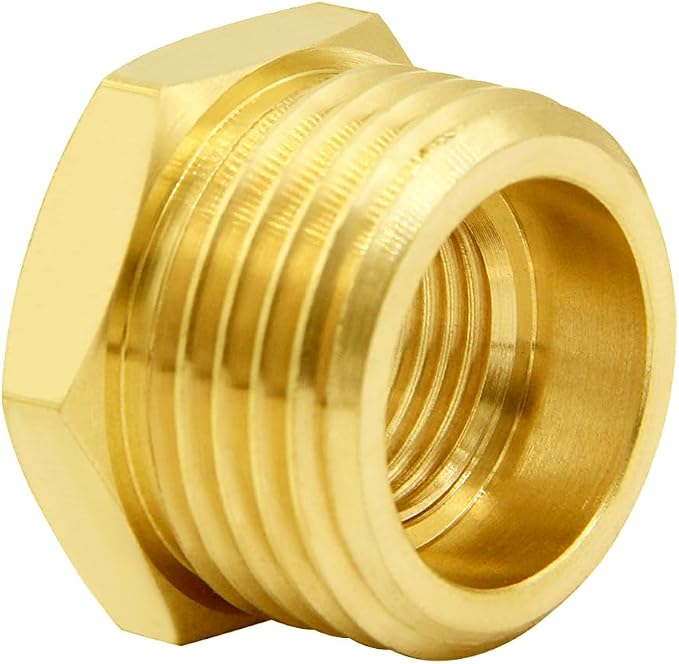Joywayus Garden Hose Hex Bushing Reducer 3/8" NPT Female x 3/4" GHT Male | Cast - Image 3