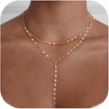 Gold Necklace for Women, Dainty Gold Long Necklaces 14k Gold Plated Prom Lariat Necklace Cute Choker Necklaces for Women Trendy Stuff Fashion Costume Gold Accessories Christmas Jewelry Gifts