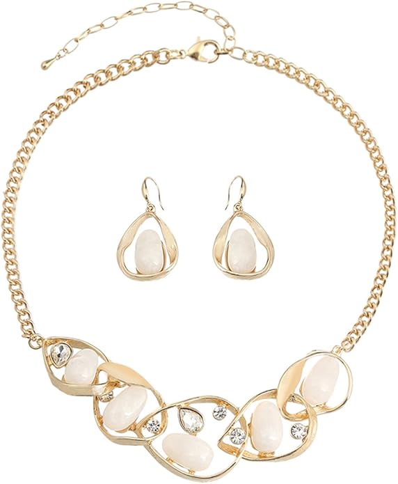 Chunky Statement Jewelry Set Blue Ocean Seashell Choker Necklaces Earrings Set for Women Pearl Bib Collar Necklaces for Party Prom Pageant Summer Fashion Jewelry Unique Birthday Gift
