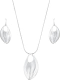 Madison Tyler Gold Plated Jewelry Set for Women | Silver Teardrop Pendant Necklace Trendy | Long Necklace with Snake Chain | Fashion Dangle Earring Set