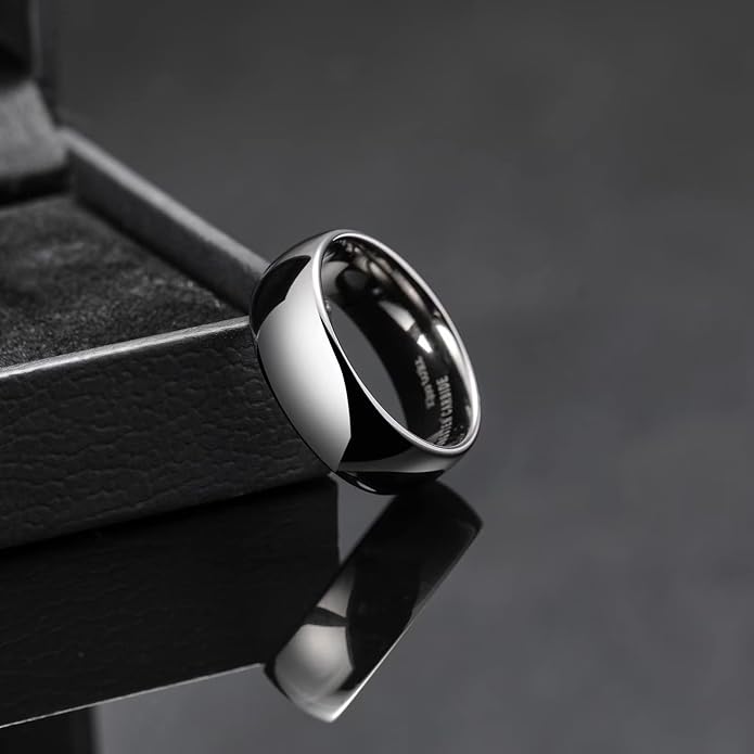 King Will Tungsten Carbide Wedding Band for Men Women Promise Rings for Couples Domed High Polish