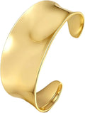 hotoo Chunky Wide Bangle Bracelets For Women Open Gold Bangle Statement Cuff Stainless Steel Stackable Bracelets Thick Jewelry For Christmas Birthday Trendy Gifts