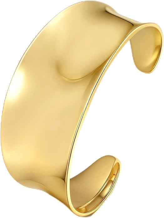 hotoo Chunky Wide Bangle Bracelets For Women Open Gold Bangle Statement Cuff Stainless Steel Stackable Bracelets Thick Jewelry For Christmas Birthday Trendy Gifts