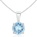 Angara Natural Aquamarine Solitaire Pendant for Women | Round Aquamarine Solitaire Pendant Necklace in 14K Solid Gold/Silver/Platinum With 18" Chain | March Birthday, Gemstone Jewelry Gift