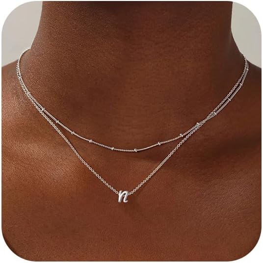 Yoosteel Valentines Gifts for Her Women - Layered Initial Necklaces for Women Trendy 14K Gold Plated Letter A-Z Necklace Gold/Silver Initial Necklace Stack Birthday Gifts for Teen Girls Jewelry