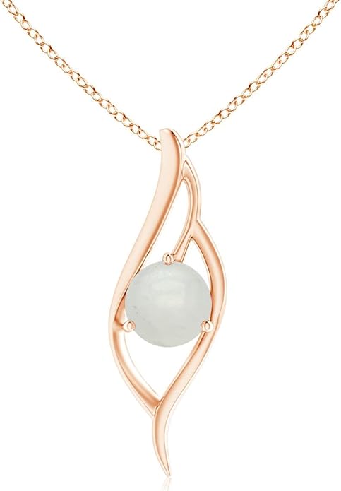 Angara Natural Moonstone Pendant for Women | Moonstone Angel Wing Bypass Pendant in 14K Solid Gold/Platinum With 18" Chain | Birthday, Anniversary, Gemstone Jewelry Gift