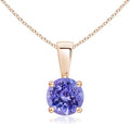 Angara Natural Tanzanite Solitaire Pendant for Women | Round Tanzanite Solitaire Pendant Necklace in 14K Solid Gold/Silver/Platinum With 18" Chain | December Birthday, Gemstone Jewelry Gift